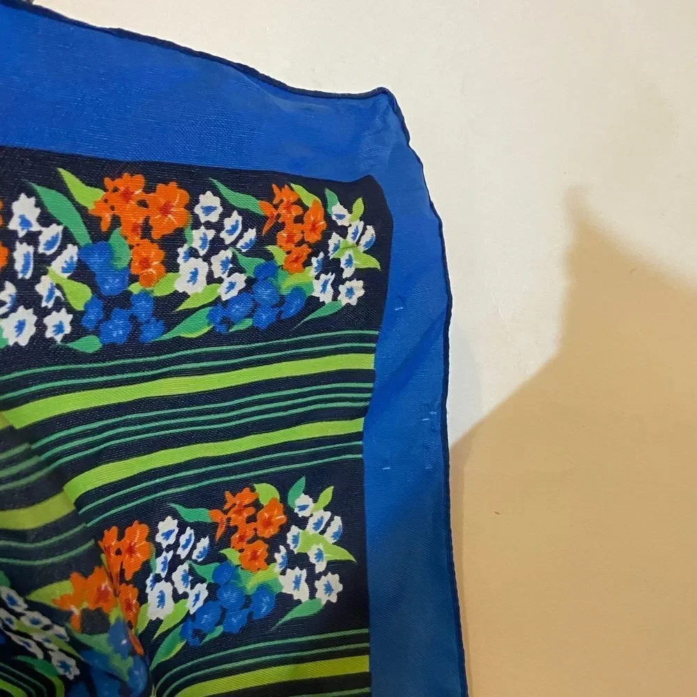 Floral Striped Silk Scarf